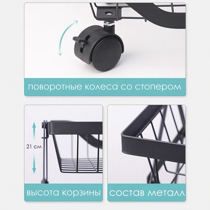 Накопитель складной на колесах, 5 полок, 35,3&times;27,3&times;94,6 см, цвет белый