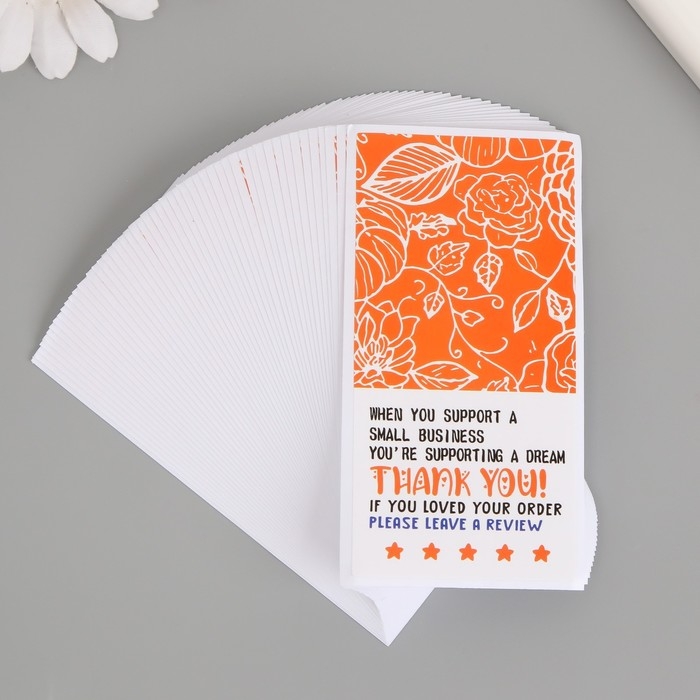 Наклейка бумага благодарность Наклейка бумага благодарность "Розы с листьями" набор 50 шт 10х5 см