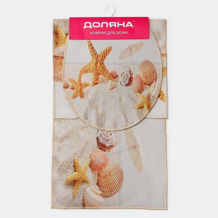 Коврики для ванной и туалета Доляна «Ракушки», 3 шт: 38×46 см, 40×45 см, 45×75 см Коврики для ванной и туалета Доляна «Ракушки», 3 шт: 38×46 см, 40×45 см, 45×75 см