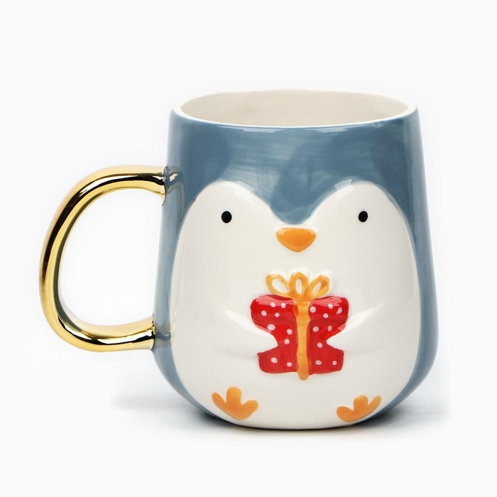 Новый год! Кружка новогодняя керамическая &laquo;Пингвин&raquo;, 600 мл, цвет голубой