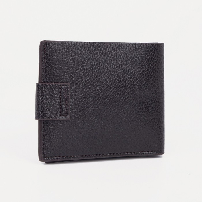 Портмоне мужское на магните, для купюр, для карт, для монет, цвет тёмно-коричневый