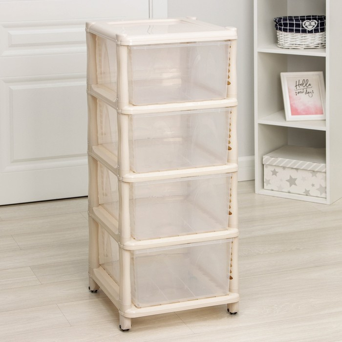 Комод 4-х секционный на колесиках &laquo;Сказочное королевство&raquo;, цвет и рисунок МИКС