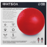 Фитбол ONLYTOP d=65 см, 1000 г, полумассажный, цвета МИКС Фитбол ONLYTOP d=65 см, 1000 г, полумассажный, цвета МИКС