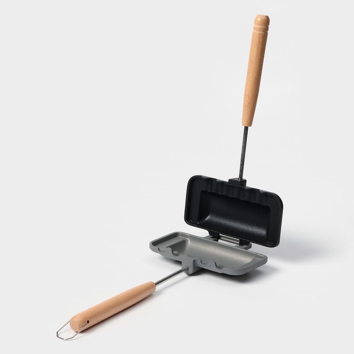 Сковорода двусторонняя для выпечки сэндвичей Доляна, 29,5&times;14,3&times;4 см, с антипригарным покрытием