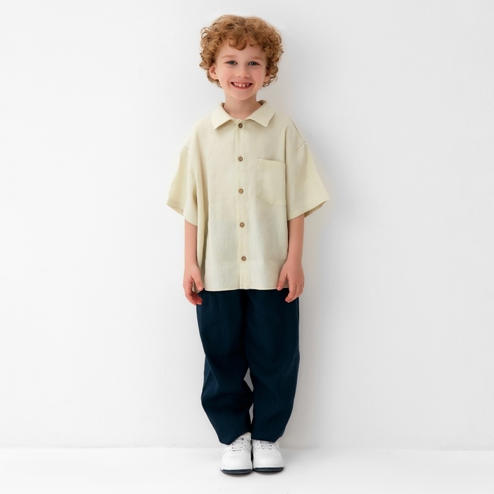 Рубашка для мальчика KAFTAN Linen, р. 30 (98-104), молочный