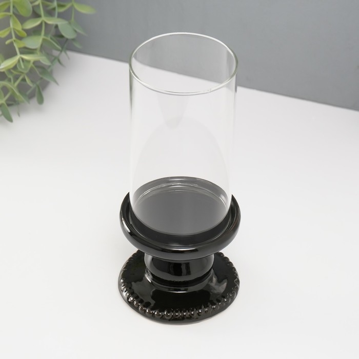 Подсвечник керамика, стекло на 1 свечу Подсвечник керамика, стекло на 1 свечу "Веллис" d=8 см чёрный 10х10х21,5 см