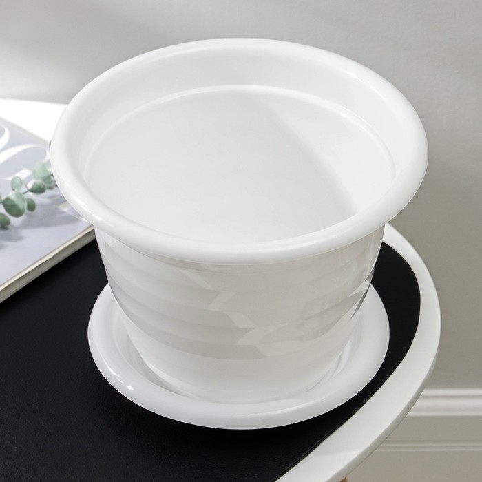 Горшок для цветов с поддоном &laquo;Виола&raquo;, 5 л, пластиковый, цвет белый