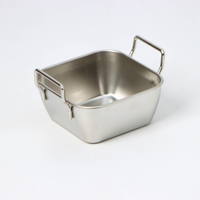 Противень из нержавеющей стали для подачи, 10×10×4,5 см, с ручками, цвет хромированный Противень из нержавеющей стали для подачи, 10×10×4,5 см, с ручками, цвет хромированный
