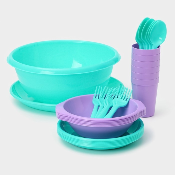 Набор посуды Альт-Пласт «Всегда с собой», на 6 персон, 32 предмета Набор посуды Альт-Пласт «Всегда с собой», на 6 персон, 32 предмета