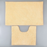 Набор ковриков для ванной и туалета Доляна &laquo;Букли&raquo;, 2 шт, 40&times;50, 50&times;80 см цвет бежевый