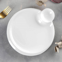 Блюдо фарфоровое круглое с соусником Wilmax Teona, d=20 см, цвет белый