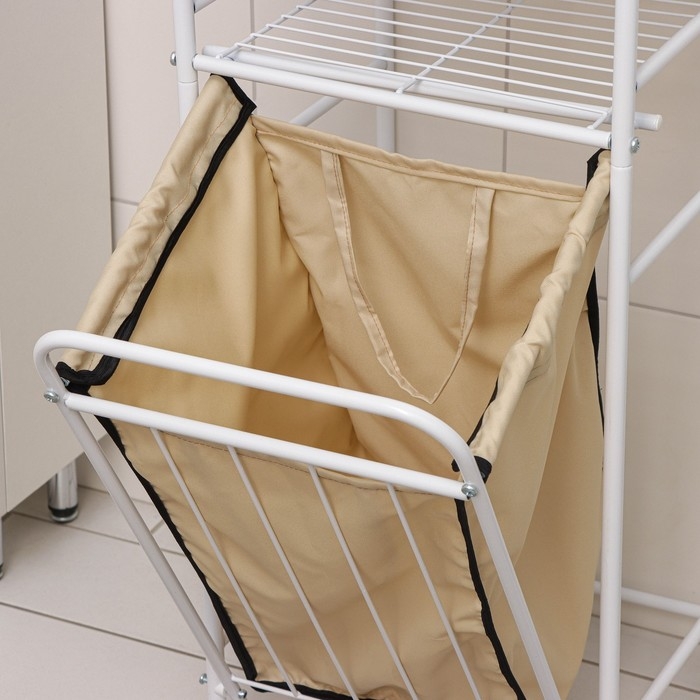 Стеллаж с корзиной для белья 2-х ярусный, 38&times;35&times;105 см, цвет белый