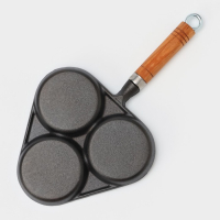 Сковорода-оладница чугунная, 37&times;19 см, деревянная ручка