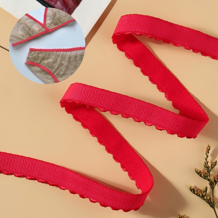 Резинка становая, с ажурным краем, 10 мм, 10 ± 0,5 м, цвет красный Резинка становая, с ажурным краем, 10 мм, 10 ± 0,5 м, цвет красный