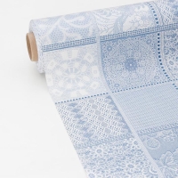 Клеёнка столовая на нетканой основе &laquo;Мажор. Ажур&raquo;, 1,35&times;20 м, цвет голубой