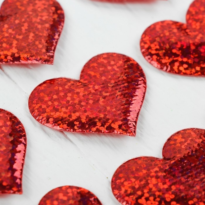 Сердечки декоративные, набор 20 шт., размер 1 шт: 3,5×2,5 см, цвет красный Сердечки декоративные, набор 20 шт., размер 1 шт: 3,5×2,5 см, цвет красный