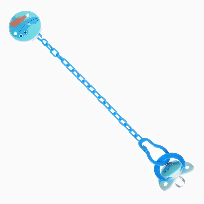 Набор: Соска - пустышка с держателем «Крокодил», классичекая, +6 мес, цвет синий Набор: Соска - пустышка с держателем «Крокодил», классичекая, +6 мес, цвет синий