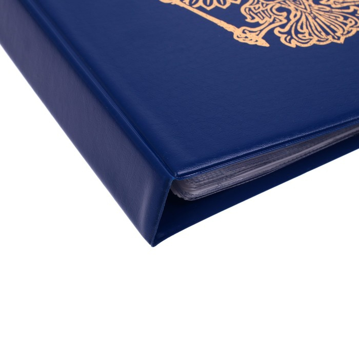 Альбом для монет на кольцах 225 х 265 мм, Альбом для монет на кольцах 225 х 265 мм, "Памятные монеты РФ", обложка ПВХ, 13 листов и 13 цветных картонных вставок, синий