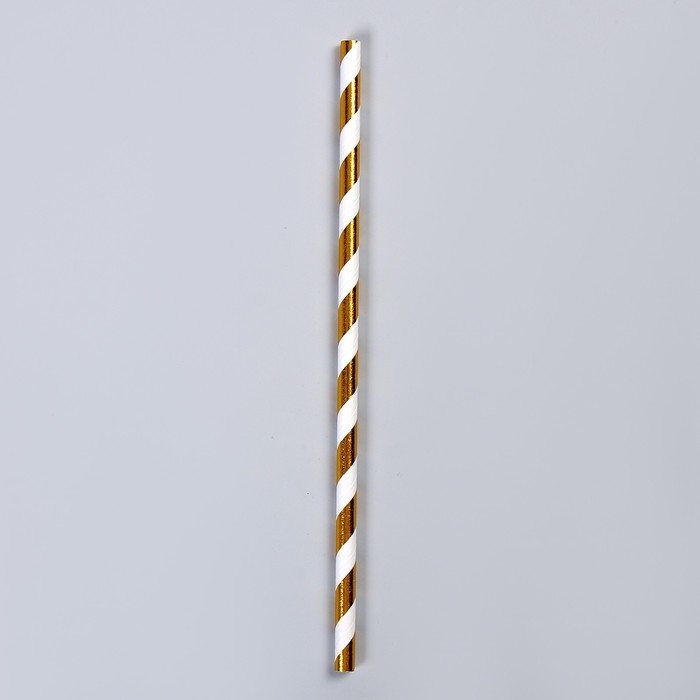 Трубочка для коктейля &laquo;Полоска&raquo;, набор 12 шт., цвет золотой