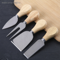 Набор для подачи сыра, доска из дуба 25&times;25&times;3,5 см, 4 ножа для сыра