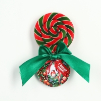 Леденец ёлочная игрушка диск "С новым годом" вкус вишня 30 г