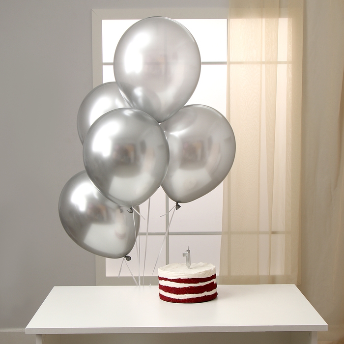Свечи для торта + 5 шаров, цифра 1, серебро