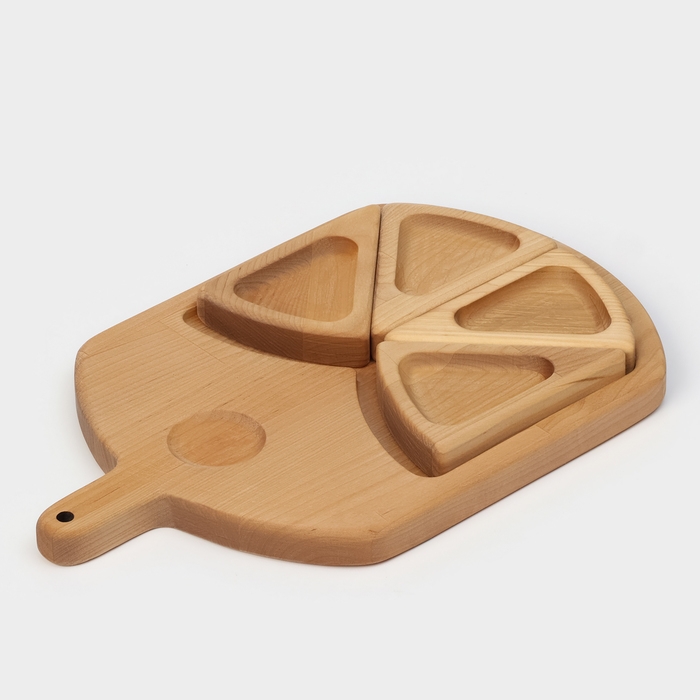 Подарочный набор деревянной посуды Adelica «Сырная мозайка», доска разделочная 35×22 см, менажницы 4 шт, 12,5×9 см, берёза Подарочный набор деревянной посуды Adelica «Сырная мозайка», доска разделочная 35×22 см, менажницы 4 шт, 12,5×9 см, берёза