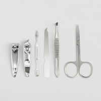 Набор маникюрный &laquo;С ЗАБОТОЙ&raquo;, 6 предметов, в футляре, в PVC - коробке, цвет серый