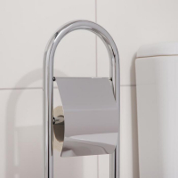 Ёрш для унитаза напольный Accoona, 21,5&times;21,5&times;81 см, с держателем для туалетной бумаги, цвет хром