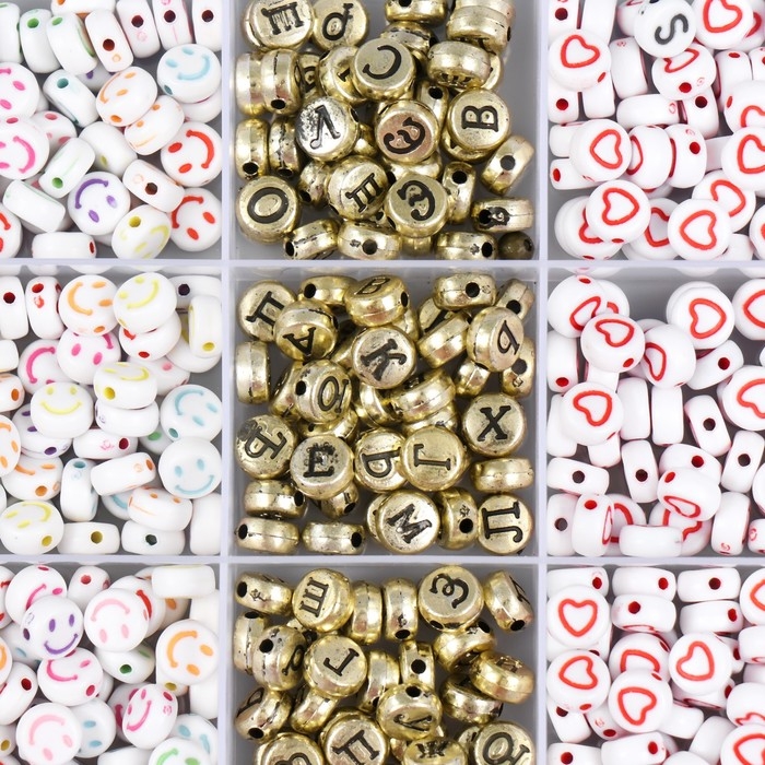 Бусины в шкатулке "Диски с рисунками" 15 делений 10х17,5х2 см