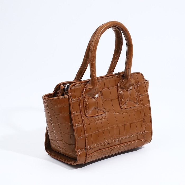 Сумка женская тоут на молнии, цвет коричневый Сумка женская тоут на молнии, цвет коричневый