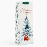 Пакет под бутылку &laquo;С Новым годом&raquo;, лиса, 13 х 36 х 10 см , Новый год