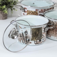 Набор кастрюль &laquo;Лофт-5-1-Элит&raquo;, 3 предмета: 2,4 л, 3,4 л, 5 л, стеклянные крышки, индукция