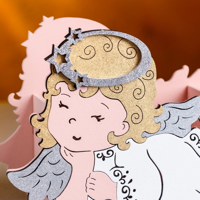 Кашпо деревянное "Ангелочек", 16х7,5х12,5 см, дуб, пудровый