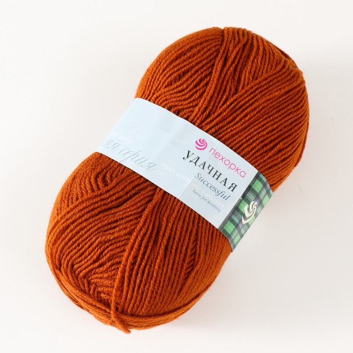 Пряжа Пряжа "Удачная" 50% шерсть, 50% акрил 250м/100гр (194-Рыжик)