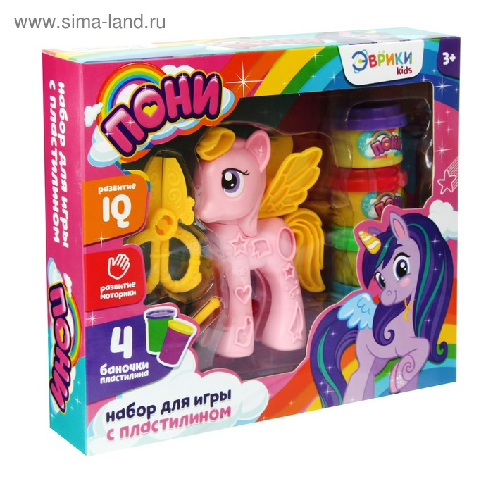 Набор для игры с пластилином «Пони», цвета МИКС Набор для игры с пластилином «Пони», цвета МИКС