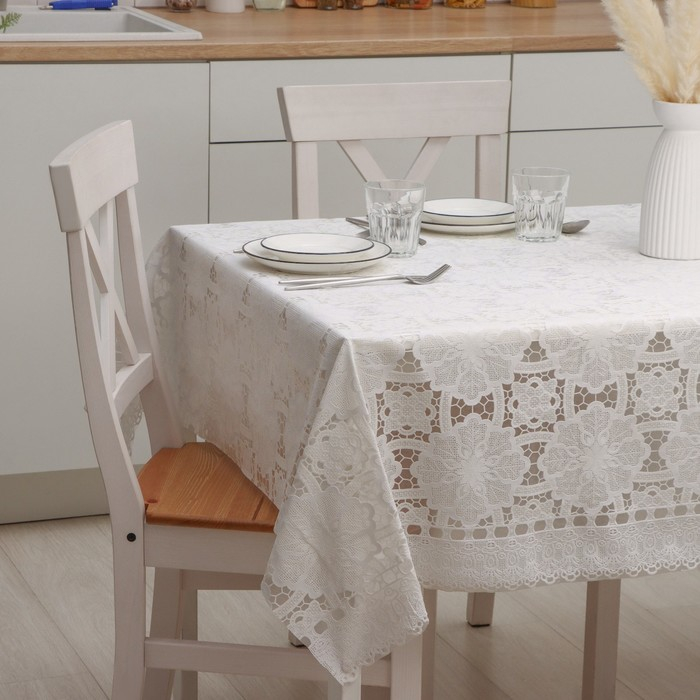 Клеёнка на стол &laquo;Царский лад&raquo;, ажурная, ширина 137 см, рулон 20 метров, толщина 0,3 мм