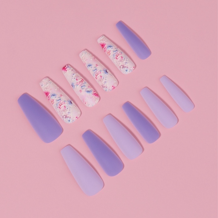 Накладные ногти «Весна», 12 шт, с клеевыми пластинами, форма балерина, разноцветные Накладные ногти «Весна», 12 шт, с клеевыми пластинами, форма балерина, разноцветные