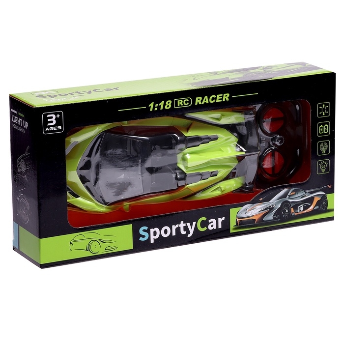 Машинка радиоуправляемая &laquo;СпортКар&raquo;, аккумулятор, на пульте управления, световые эффекты, цвет зеленый, 1:18