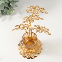 Подсвечник металл, стекло на 1 свечу "Ветви деревца" d=4,7 см, золото 12,3х13,5х20 см Подсвечник металл, стекло на 1 свечу "Ветви деревца" d=4,7 см, золото 12,3х13,5х20 см