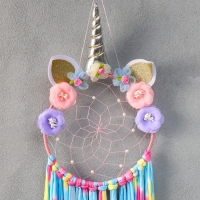 Ловец снов "Золотой единорог"МИКС цветные ниточки 70х20 см Ловец снов "Золотой единорог"МИКС цветные ниточки 70х20 см