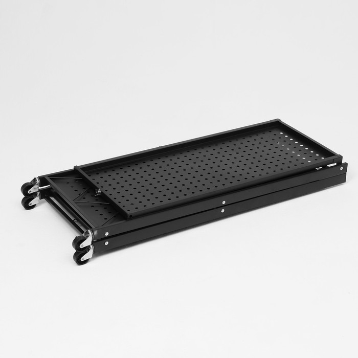 Стеллаж складной на колесах, 3 полки, 71&times;34&times;88 см, цвет чёрный матовый