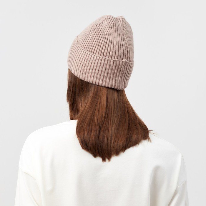 Шапка женская MINAKU с подворотом, размер 54-56, цвет бежевый Шапка женская MINAKU с подворотом, размер 54-56, цвет бежевый