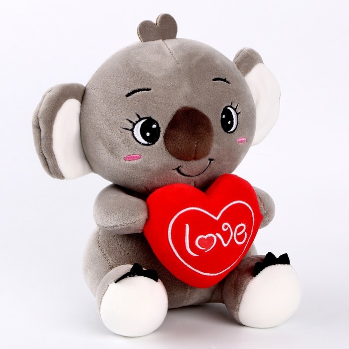 Мягкая игрушка &laquo;Коала&raquo; с сердцем, 22 см, цвет серый
