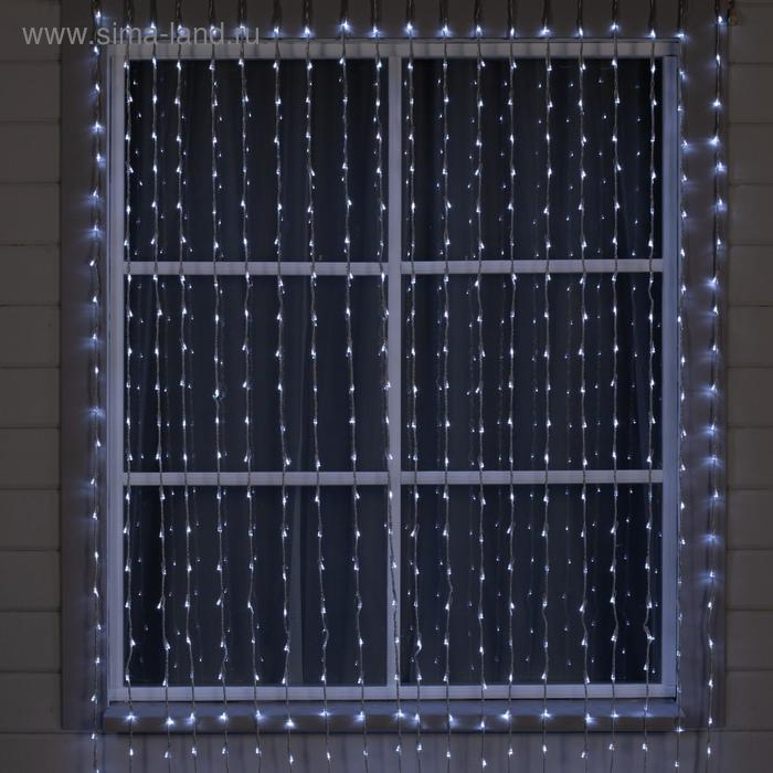 Гирлянда &laquo;Водопад&raquo; 2 &times; 6 м, IP44, УМС, прозрачная нить, 1500 LED, свечение белое, 8 режимов, 220 В