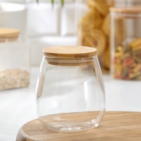 Банка стеклянная для сыпучих продуктов с бамбуковой крышкой BellaTenero &laquo;Эко&raquo;, 750 мл, 11&times;12,5 см