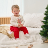 Комплект: джемпер и брюки Крошка Я &laquo;Новогодние зверята&raquo;, рост 62-68 см, цвет красный/белый