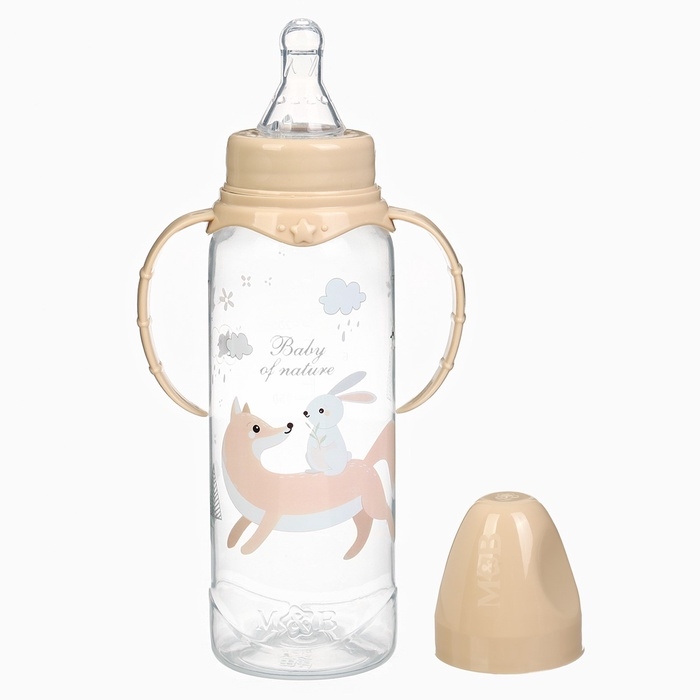 Набор бутылочек для кормления &laquo;Лесные зверята&raquo; 150 и 250 мл, прямые, цвет бежевый