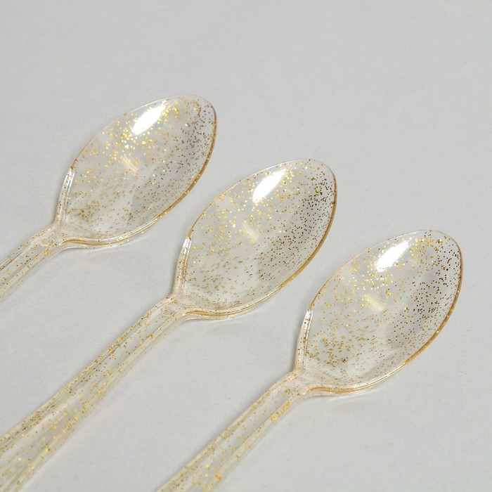 Ложки пластиковые &laquo;Блеск&raquo;, в наборе 12 штук, цвет золото