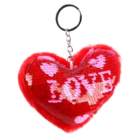 Мягкая игрушка &laquo;Сердечко&raquo; с пайетками, на брелоке, 10 см, цвет красно-розовый